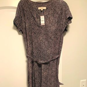 NWT LOFT black and white midi dress